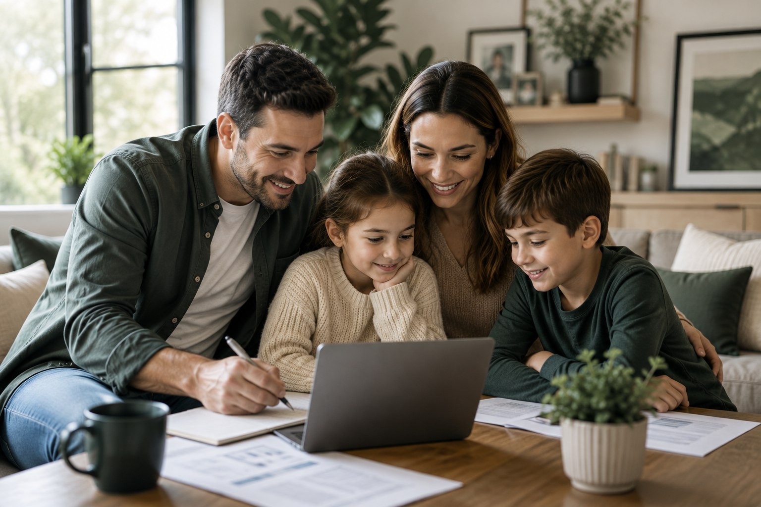 Family discussing their financial future together